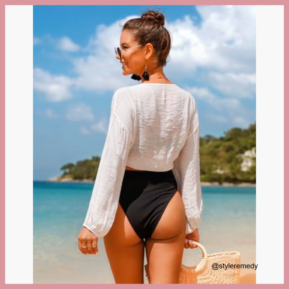 Soft Polyester Elastane Long Sleeve Swim Cover Up… - image 5